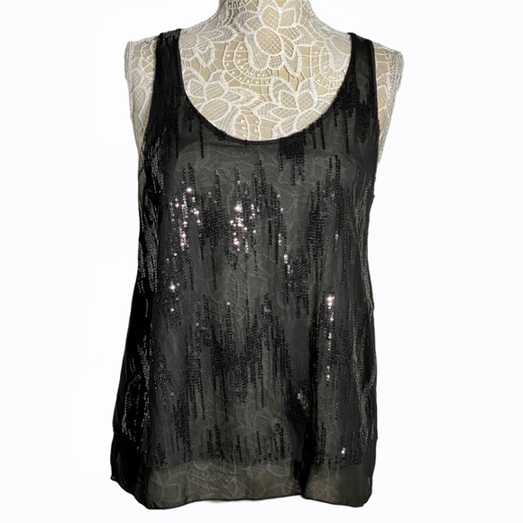 NWT Panhandle Slim Western Sleeveless Sequin Top Black - Picture 1 of 12